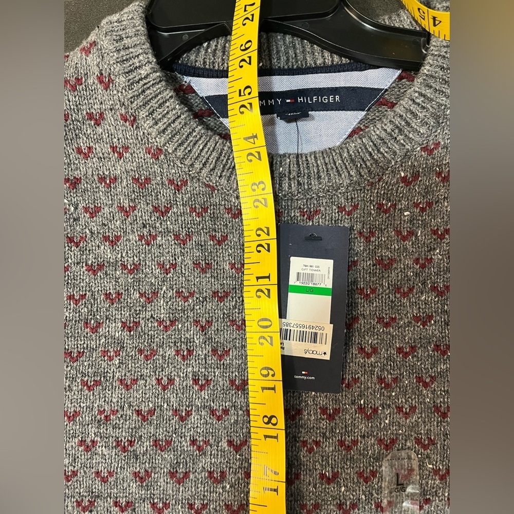 Tommy Hilfiger Gray and Red Patterned Sweater NWT - image 11